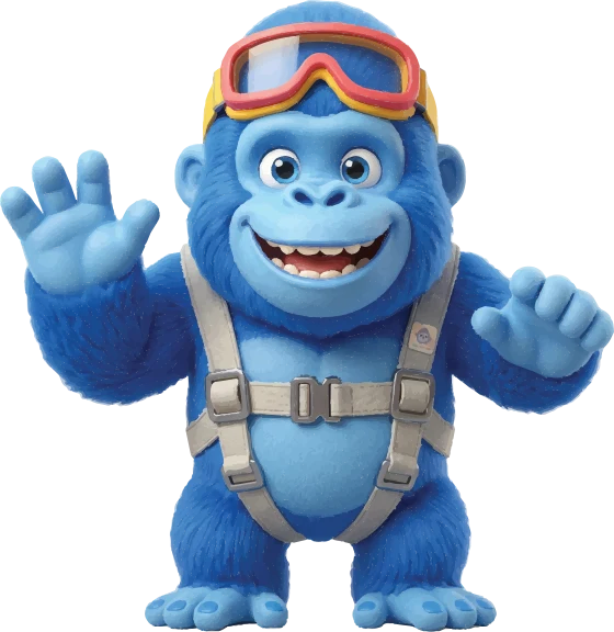 Keke, the blue skydiving gorilla